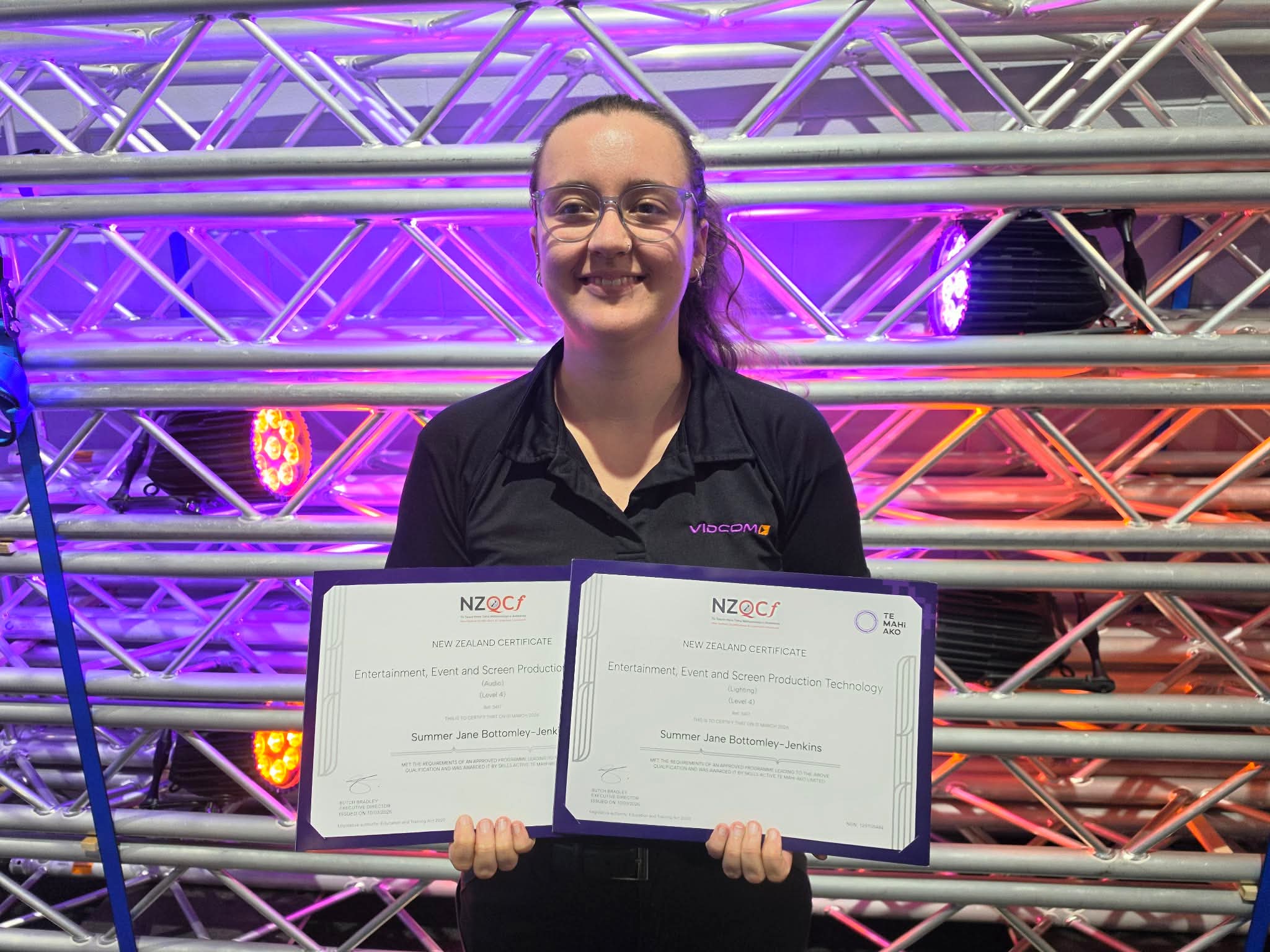 Summer Jenkins with here certificate